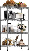 Xcity Storage Shelves, 4 Tier Heavy Duty Metal Shelving Unit, 1600 LBS Adjustable Steel Wire Shelf for Commercial, Pantry, Kitchen, Garage, 14" D x 36" W x 54" H, Black