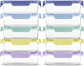 Ello Color Lock Glass Meal Prep Sets Leak-Proof Glass Food Storage Containers with Airtight BPA-Free Plastic Lids, Dishwasher, Microwave, and Freezer Safe
