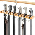 Wooden Belt Hanger for Closet 2-in-1 Wall Mount Belt Organizer Holder for Closet Organizer Storage, Ratchet Belt Rack Closet Accessories with 12 Slots & 11 Hooks