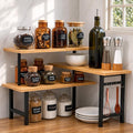 3-Tier Bamboo Corner Organizer Countertop Shelf | Extended top shelf, coffee bar organizer, kitchen counter corner shelf, bathroom vanity, spice rack, space saving bamboo