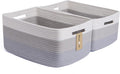 MiniArk Large Storage Baskets for Shelves, 17 x 13 x 7.5” Closet Organizers Bins for Clothes Blanket Towels, Baby Nursery, Toy Baskets Box, Woven Rope Baskets, 2 Packs Gradient Grey