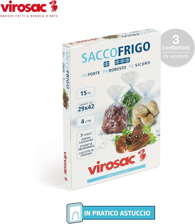 Virosac Food Storage and Freezing Bags - 45 Pieces
