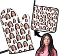 Custom Oven Mitts and Pot Holders Personalized with Your Face, Baking Gifts for Women for Kitchen Cooking, BBQ, Grillin-Style2, 1 Oven Mitts+ 1 Pot Holders