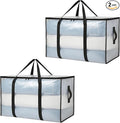2 Pack Extra Large Clear Moving Bags with Zippers – Heavy Duty Storage Bags with U-Shaped Handles, Tag Pocket & Side Grips – Ideal for Clothes, Bedding, Dorm, Closet, Garage Organization