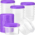 Sieral 16 Pack 8 oz Freezer Containers with Lid Reusable Deli Freezer Storage Containers Stackable Plastic Ultra Thick Twist Top Jar for Takeout Food Round Wide Mouth Lunch Snack (Purple)