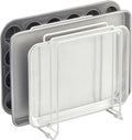 mDesign X-Large Steel Storage Tray Organizer Rack for Kitchen Cabinet - Divided Holder with 5 Slots for Skillets, Frying Pan, Pot Lids, Cutting Board, Baking Sheets - Concerto Collection - White