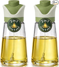 Olive Oil Dispenser for Kitchen | 2-in-1 Pour and Spray | 7.7 oz / 230 ml | Glass Olive Oil Sprayer for Cooking, Airfryer, Salad & BBQ | Set of 2 Bottles, Green