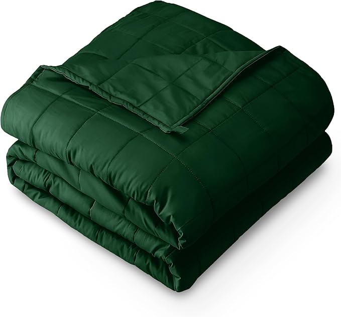 Bare Home Weighted Blanket All-Natural 100% Cotton with Nontoxic Glass Beads 40"x60" 10lbs, Green