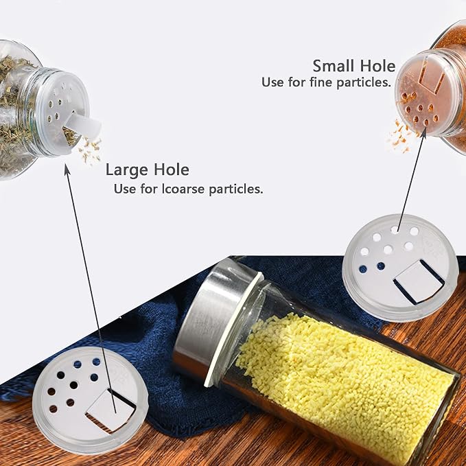 2-Pack Glass Spice Jars Set, With Spice Labels, Chalk Marker, Funnel, Shaker Lids and Airtight Metal Caps Included, 4oz Empty Spice Bottles, Square/Cylinder (Cylinder)