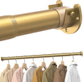 Supforce Closet Rods for Hanging Clothes, 17 to 39 Inches Stepless Adjustable Metal Closet Rod, 1.3 Inches Heavy Duty Clothes Hanging Rod for Closet Wardrobes Laundry RV, Golden