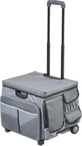 Mobile Folding Utility Cart with Canvas Storage Organizer Bag, Rolling Cart, Dark Grey/Grey