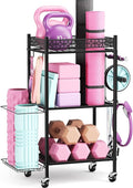 Yoga Mat Storage Rack, Home Gym Storage Rack, VOPEAK Workout Storage for Yoga Mat, Foam Roller, Gym Organizer Gym Equipment Storage for Home Exercise and Fitness Gear
