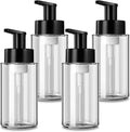 RYTOXILO Foaming Soap Dispenser, 10 oz/300ml Foaming Hand Soap Dispenser, 4 Pack Glass Dispenser for Bathroom & Kitchen, Clear Refillable Foam Dispenser Bottle with Waterproof Labels