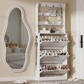 EOYUTLLY Shoe Cabinet Storage for Entryway, Narrow Shoe Rack Cabinet with 3 Flip Drawers & Coat Rack, Hidden Shoe Storage Cabinet, 2-in-1 Hall Tree Slim Freestanding Shoe Rack Organizer, White