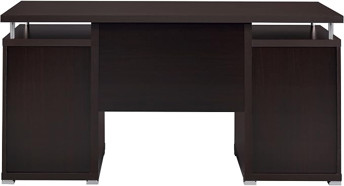 Coaster Home Furnishings Tracy Modern Contemporary 55-Inch 2-Drawer Home Office Computer Writing Desk Study Table with File Cabinet Storage Engineered Wood Eco-Friendly Laminate Brown 800107