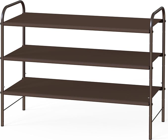 Simple Houseware 3-Tier Shoe Rack Storage Organizer, Bronze – Space-Saving Shoe Shelf, Holds 9–16 Pairs, Sturdy Metal Frame, Easy Assembly – Closet, Entryway, Bedroom Shoe Storage Solution