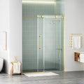 WinZo Frameless Shower Door 56-60 in W x 75 in H, Sliding Shower Door with 5/16"(8mm) Clear Tempered Glass Shower Doors, Easy to Clean Bathroom, Silent Soft-Close Design, Brushed Gold