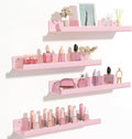 upsimples 4 Pcs 15" Acrylic Shelves for Wall Decor and Display, Pink | Cute Floating Shelf for Perfume, Skincare, Nail Polish, Wall Organizer for Bedroom, Living Room, Playroom, Room Décor