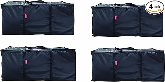 Large Moving Bags 4 Pack Black Heavy Duty Totes For Storage, Wrap Around Handles, Storage Bags for Space Saving