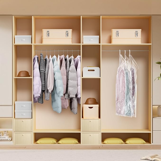 Hanging Vacuum Storage Bags For Clothes With Hand Pump,Coat Storage Bag Hanging,Vacuum Bags For Clothes,Space Saver Vacuum Storage Bags,Garment, Clothing, Dress, Suit, Long Coat, Jacket(Long 4 Pack）