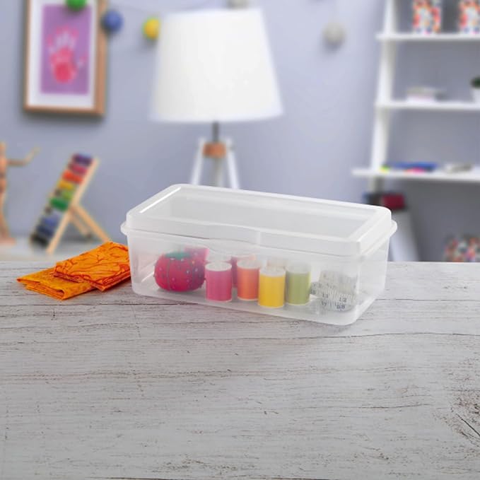 Sterilite Rectangular Large FlipTop, Clear Plastic Storage Box, 24-Pack | Bin with Hinged Lid, Stackable Multipurpose Organizer for Art & Craft Supplies, Accessories, Photos & CDs, Home or Office Use