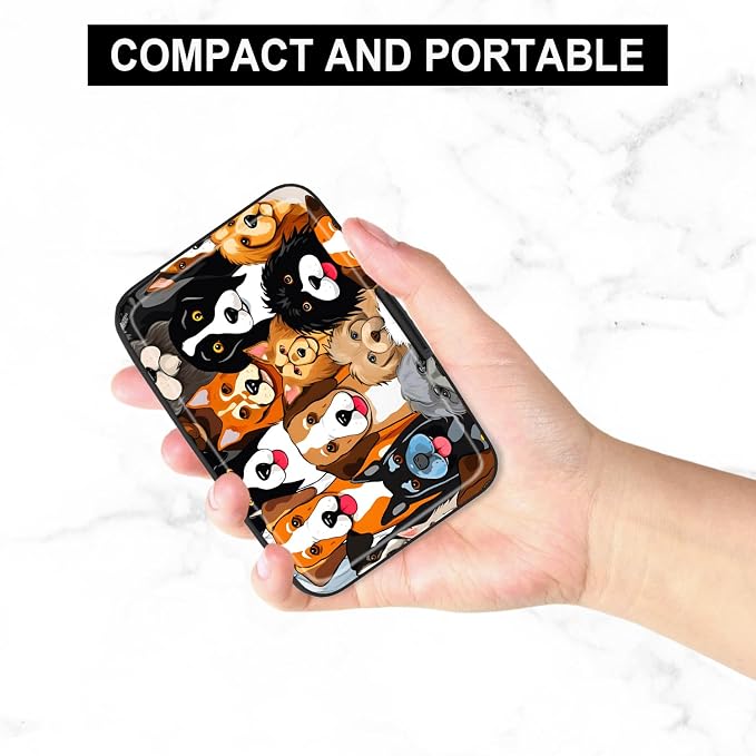 Credit Card Holder, Mini Aluminum Card Wallet RFID Blocking Slim Metal Hard Card Case for Women Men, Dogs