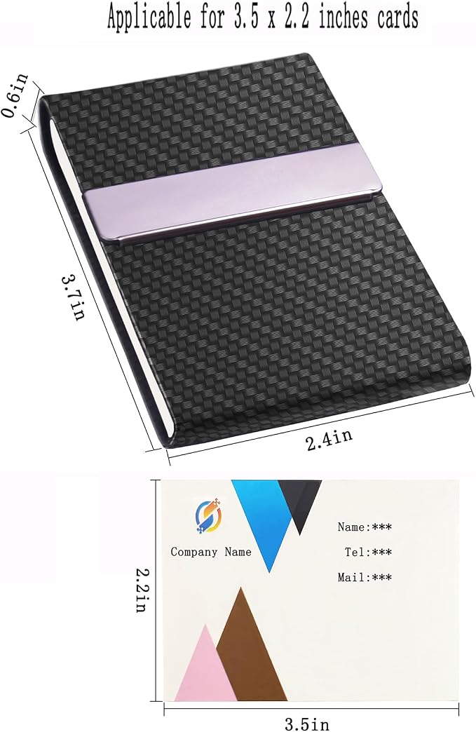 Business Card Holder with Ultra Slim Design,Business Card Case with Premium PU Leather,Suit Pocket Metal Card Holder for Women/Men,Professional Name Card Holder with Magnetic Shut (Black1)