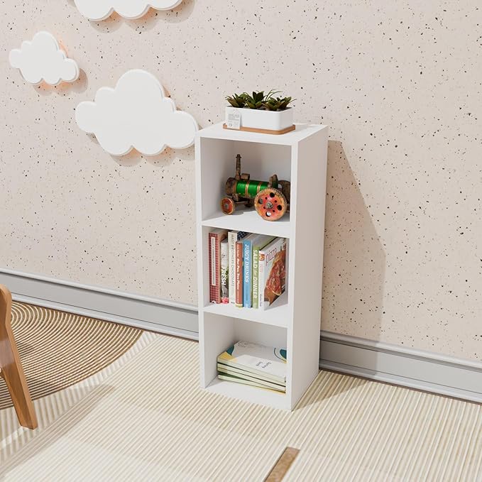 FurnitureR Basics Cube Storage Organizers - can be Combined Freely, Closet Storage Cabinet Shelf, Stackable Cubby Shelf for Bedroom, Office, Study, Classroom, White