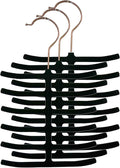 3-Pack Non-Slip Velvet Tie Hanger Organizer Rack by Home Basics | 360° Rotatable Hook | Holds 12 Ties Each | Versatile for Belts and Scarves | Slim Design