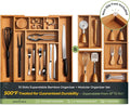 keechee 6-Piece Bamboo Drawer Organizer Set, 2.2" Deep Multi-Use Organizers for Utensils, Silverware, Cutlery, Desk, Bathroom, Junk Drawer & Makeup, Non-Slip Feet Included.