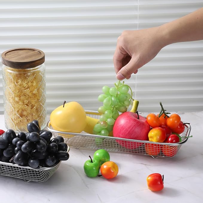 2 Pcs Mason Jar Lid Organizer Stainless Steel Tumbler Cup Lid Organizer Dishwasher Basket Cutlery Silverware Hold Rectangular Basket for Storage of Silverware Chopsticks Straws and Utensils