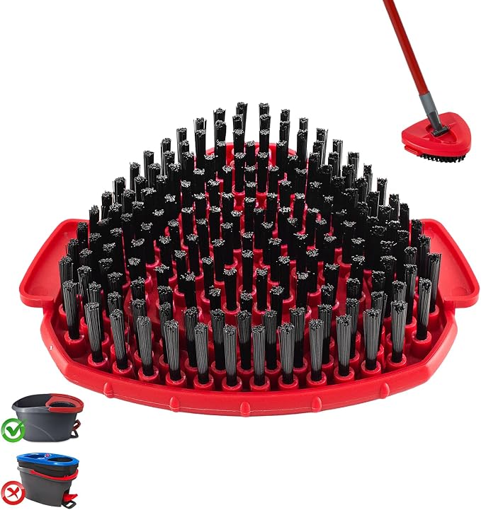Mop Scrub Brush Head for O-Cedar EasyWring, Scrubber Mop Attachment 1-Pack | Upgraded full bristles, no hollow center. Fits O-Cedar EasyWring 1-Tank spin mop. Fits cedar mop replace head scrubber