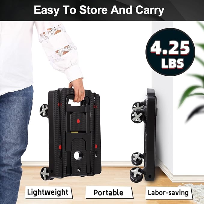 Folding Hand Truck Lightweight Hand Truck Dolly Foldable,Luggage cart with 4 Rotate Wheels, Utility Cart with Adjustable Handle,Collapsible Dolly for Moving
