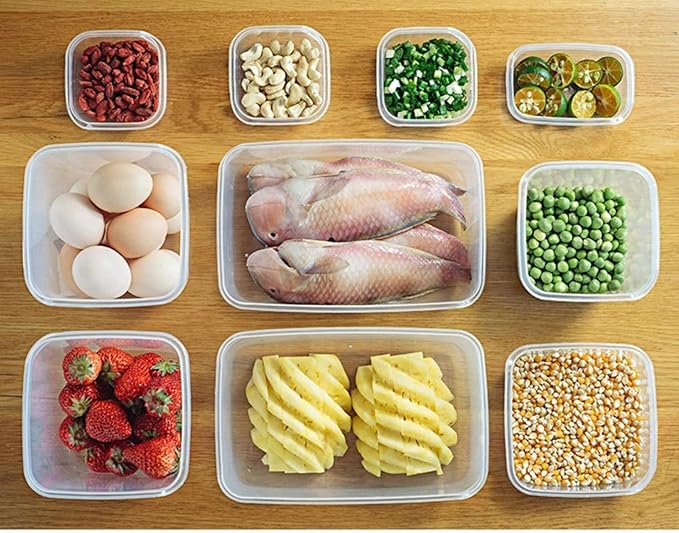 17 piece set of food grade storage and preservation box with transparent lid, kitchen refrigerator