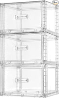 Vtopmart 3 Pack 18QT Clear Stackable Storage Drawers,Easily Assemble Closet Organizers,Plastic Storage Bins for Bathroom,Cabinet,Kitchen Pantry,Under Sink Organization(Medium)