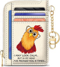 GIANCOMICS Slim Wallet Credit Card Holder Women, Funny Chicken Rfid Blocking Small Card Case, Keychain Thin Pocket Curved Zipper Wallet, Travel Card Holder PU Leather ID Window, Ladies Female Gifts
