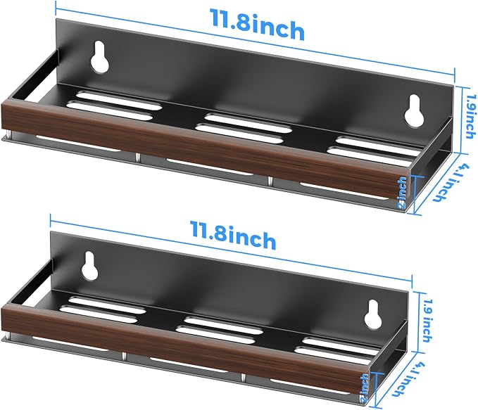 Walnut Magnetic Spice organizer for Refrigerator Wall Mount Spice Rack Magnetic Fridge Shelf Spice Jar Seasoning Organizer (Walnut 2 Pack)