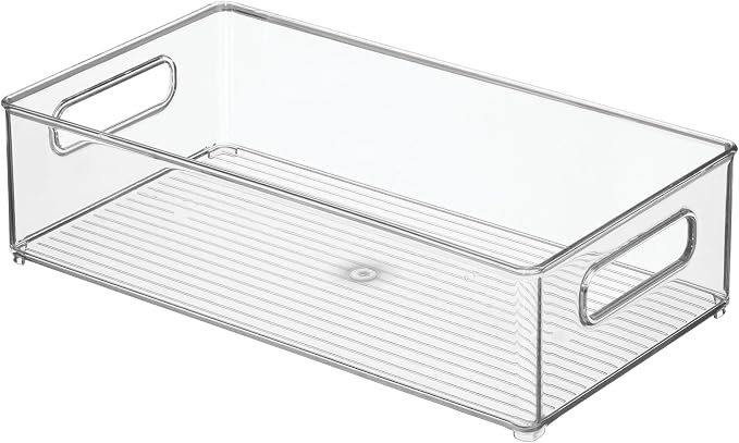 iDesign Stackable Fridge Bin, Clear, Set of 3 | Storage for Freezer or Pantry, Made in USA