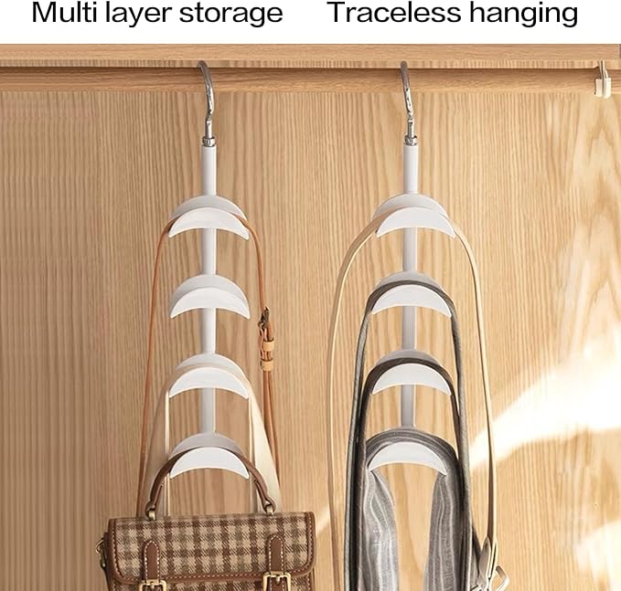 Purse Organizer Purse Organizer for Closet Purse Hanger-360 °Rotation,Curved Design, No Fear of Deformation of The Bag Strap，Premium and Smooth Purse Hook Closet (White 2 Pieces)
