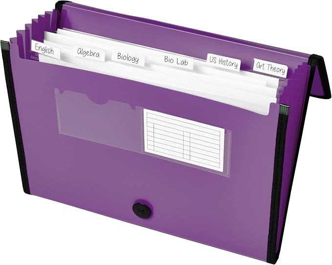 Avery Expanding File Folder Organizer, 7-Pocket Accordion File Organizer, Plum, Holds 425 Letter/A4-Size Sheets (73552) (Pack of 8)