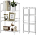 Crofy 3-Tier Foldable Bookshelf, White Frame & Transparent Shelves | No-Assembly Collapsible Portable Storage Organizer; Sturdy Transparent Shelves; Ideal for Living Room & Home Office