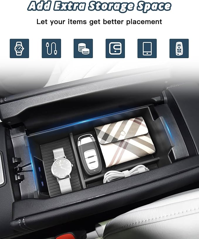 Ruiya E350/E450/E350 4MATIC Console Organizer for 2024-2026 Mercedes E-Class Accessories Armrest Console Organizer Compatible with 2024 2025 2026 Mercedes E-Class Sedan (W214) & E Wagon (S214/X214)