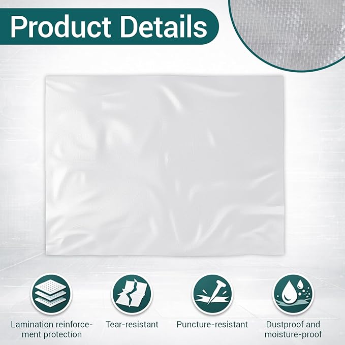 30 Sheets 40 x 54 Inch Clear Woven Polypropylene Packing Sheets, Laminated, Holds 100 lbs, Puncture and Tear Resistant, Alternative to Moving Boxes for Clothes, Shipping Irregular Shape Items