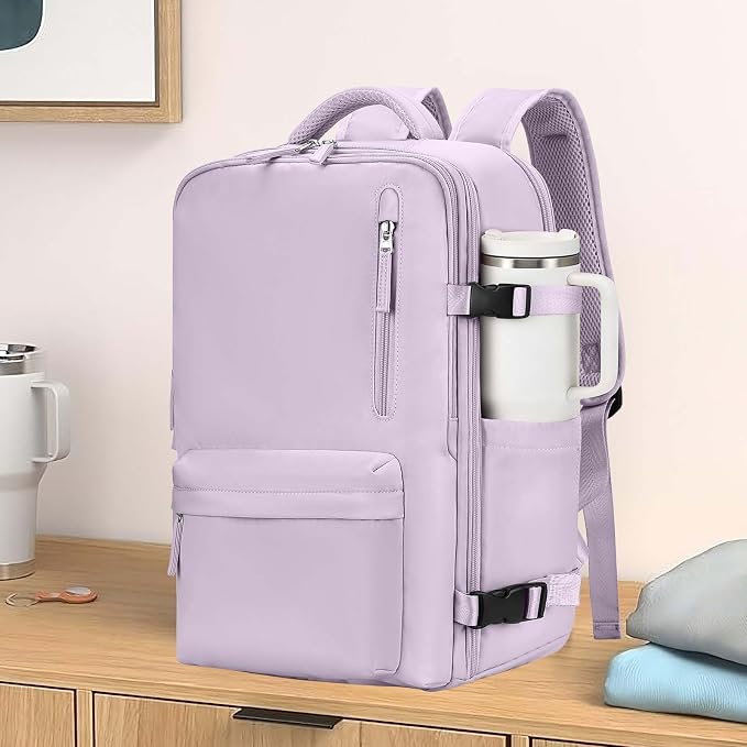 WONHOX Large Travel Backpack Women, Carry On Backpack,Hiking Laptop Backpack Waterproof Outdoor Sports Rucksack Casual Daypack (Purple)