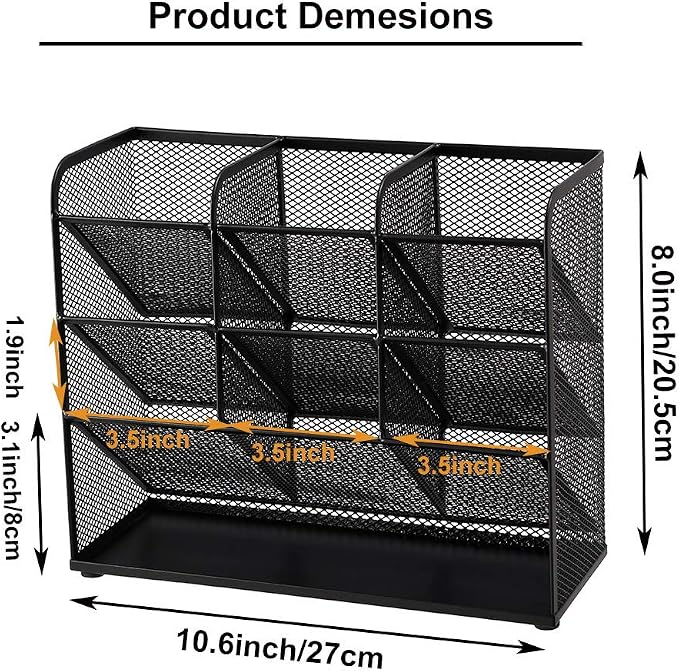 Marbrasse Mesh Desk Organizer, Multi-Functional Pen Holder, Desktop Stationary Organizer, Storage Rack for School Home Office Art Supplies (Mesh Pen Holder)