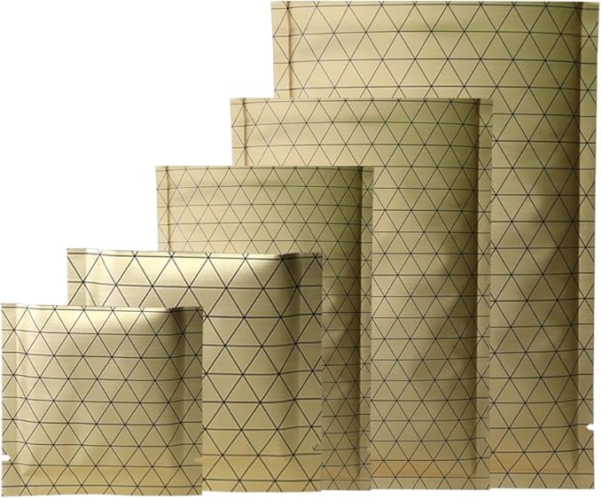 100 PCS 4 Mil Thick Open Top Heat Seal Bags, PET+AL+PE Mylar Bags with Easy Tear Notch, Resealable Heat Sealable Pouch for Food Storage, Packaging, Not Vacuum Bags (Gold, 7 * 7CM/2.8"*2.8")