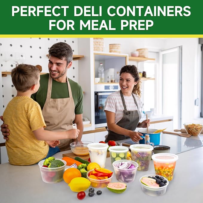 Dealusy 40 Set 24 oz Deli Containers with Lids, Leak-Proof BPA Free Plastic Take Out Bowls, Food Storage Containers for Takeout Meal Prep Storage, Freezer, Microwave & Dishwasher Safe