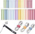 Self-Gripping Cable Ties by Wrap-It Storage - Assorted 40-Pack Macaron | Reusable Hook and Loop Cord Wraps for Home Office Desk Organization