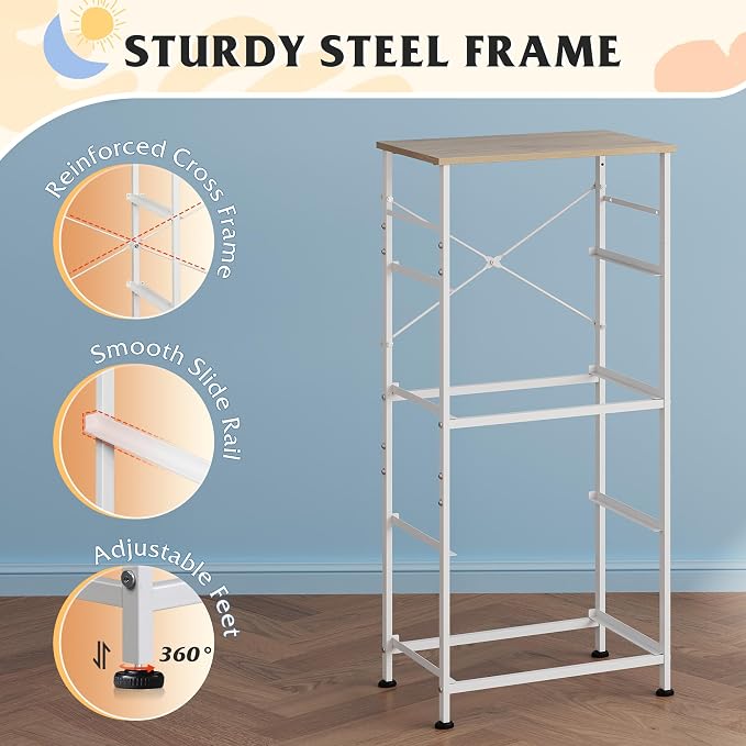 WLIVE Dresser with 4 Drawers, Storage Tower, Organizer Unit, Fabric Dresser for Bedroom, Hallway, Entryway, Closets, Sturdy Steel Frame, Wood Top, Easy Pull Handle, Cream White