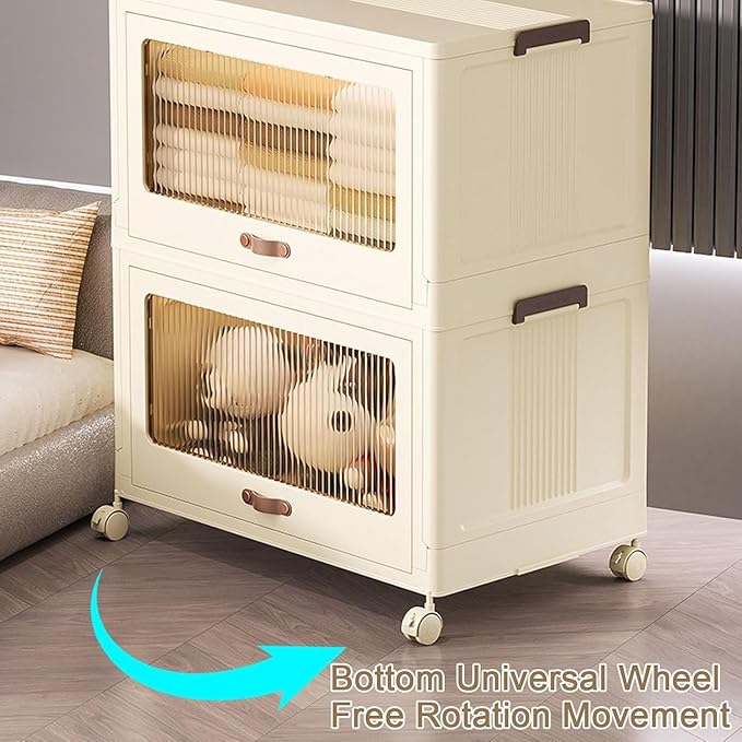 Plastic Storage Containers Stackable Storage Bins, Portable Collapsible Storage Cabinet Multifunction Stackable Storage Containers for Clothing Books Snacks Sundries,45cm(45cm)